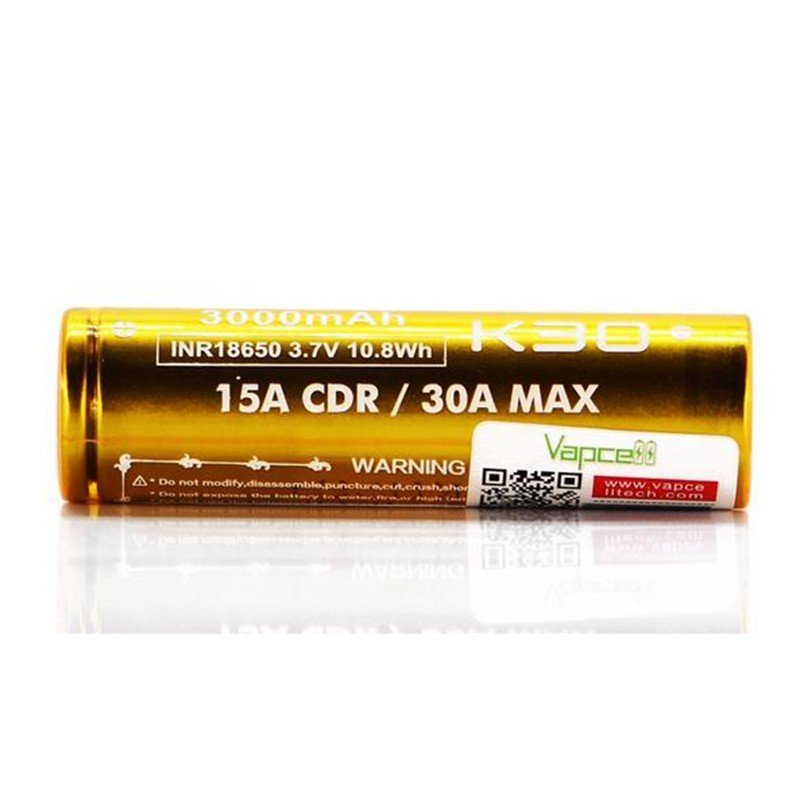 Vapcell K30 18650 15A/30A Flat Top 3000mAh Battery - Image 2