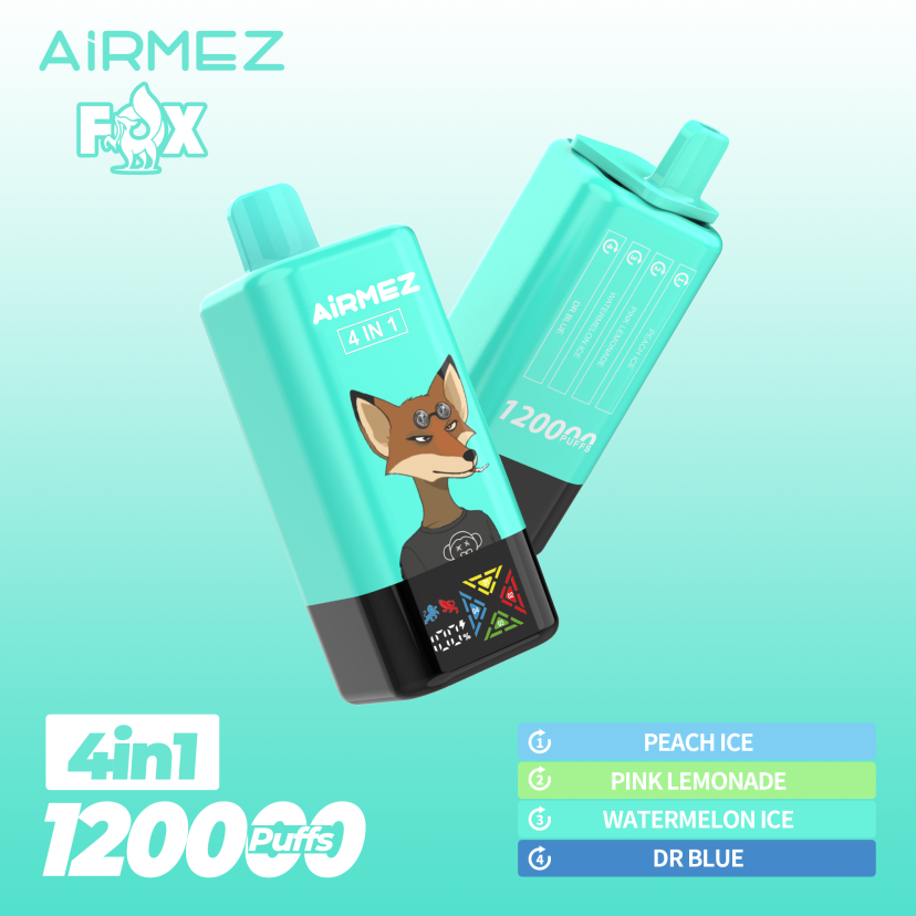 Airmez vape – Fox 4in1 120000puffs Disposable Vape Peach Ice & Pink Lemonade & Watermelon Ice & Dr Blue