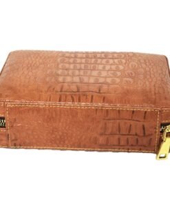 4 Stick Brown Leather Travel Humidor Set With Cutter And Lighter