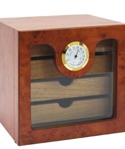 The President 50 Stick 4 Tray Burl Humidor With Glass Door