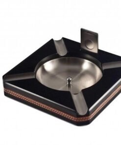 4 Cigar Ashtray Black with Cutter