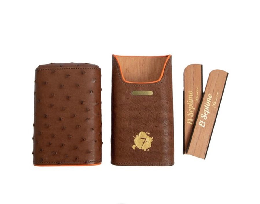 El Septimo Ostrich Three Cigar Holder